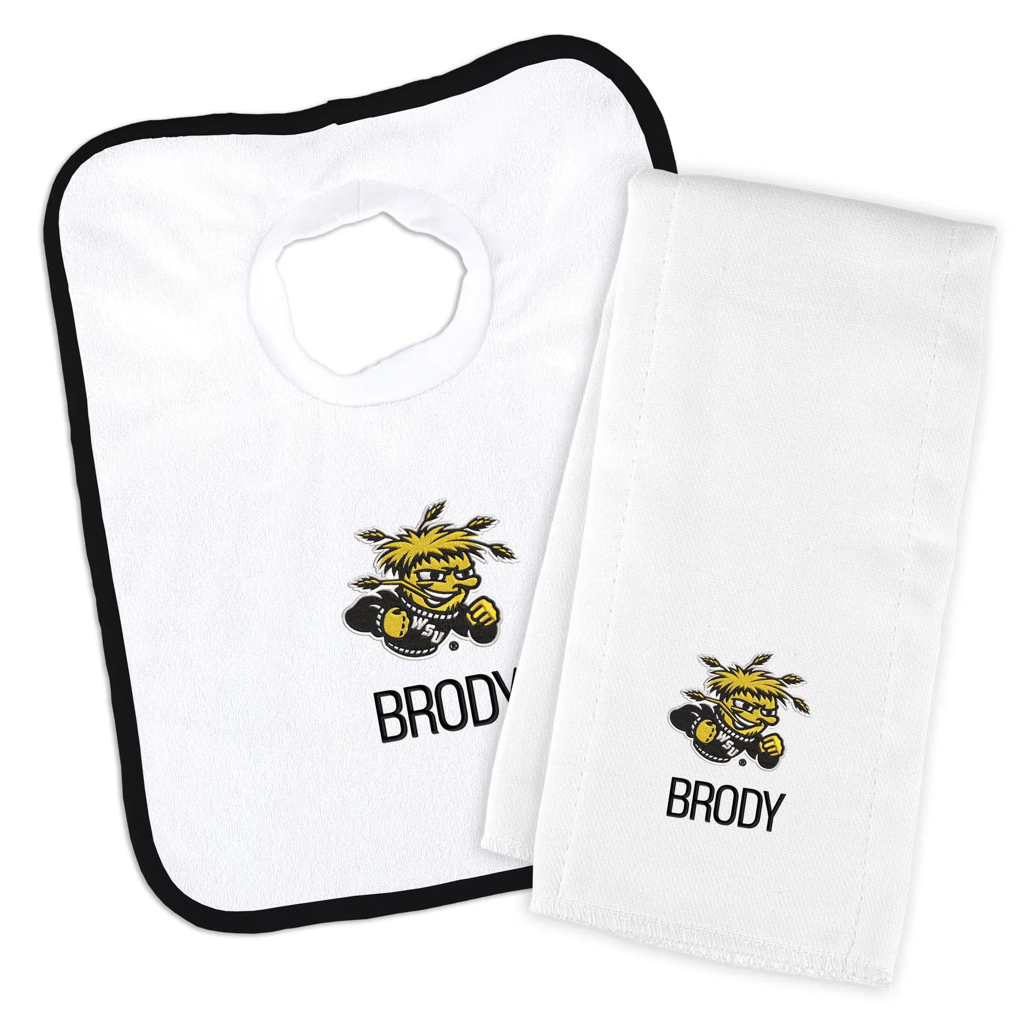 Personalized Wichita State Shockers Bib and Burp Cloth Set