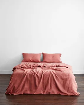 Pink Clay 100% French Flax Linen Bedding Set