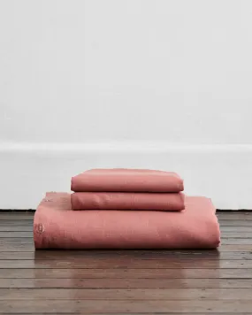 Pink Clay 100% French Flax Linen Duvet Cover Set