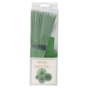 PLFN05 - Green and White Party Fan Set