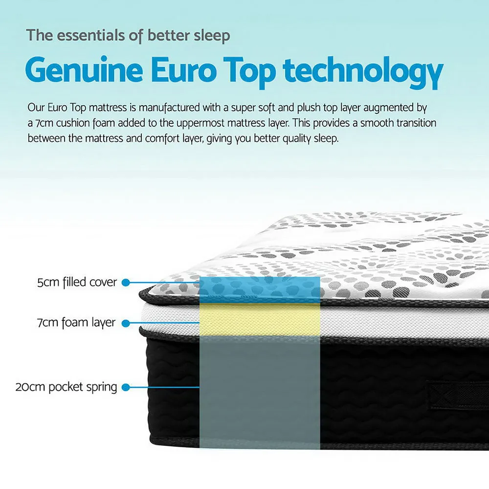 Plush Euro Top Mattress 32cm, 5-Zone Support, King - Giselle