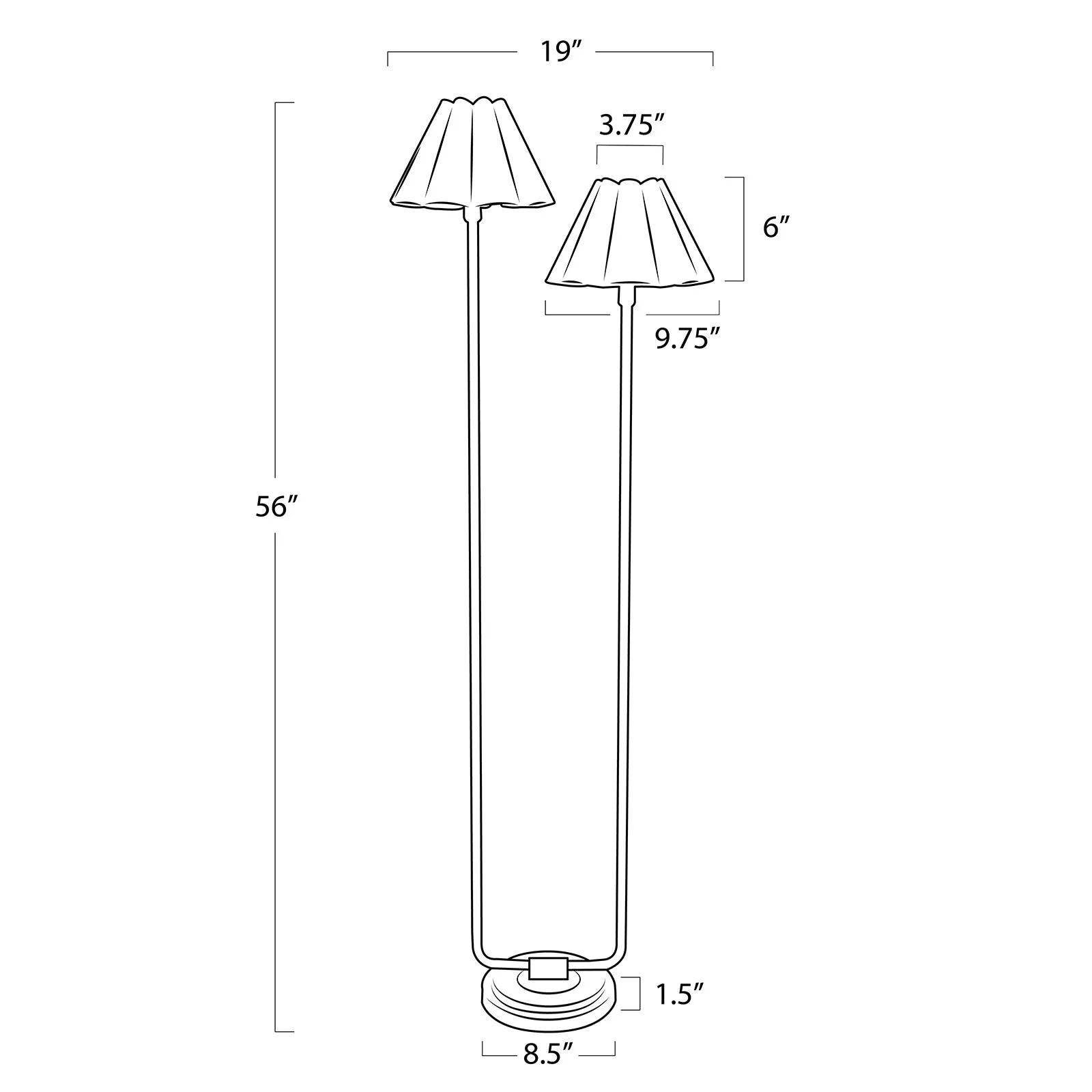 Polly Floor Lamp (Blackened Brass with White Scalloped Shade)