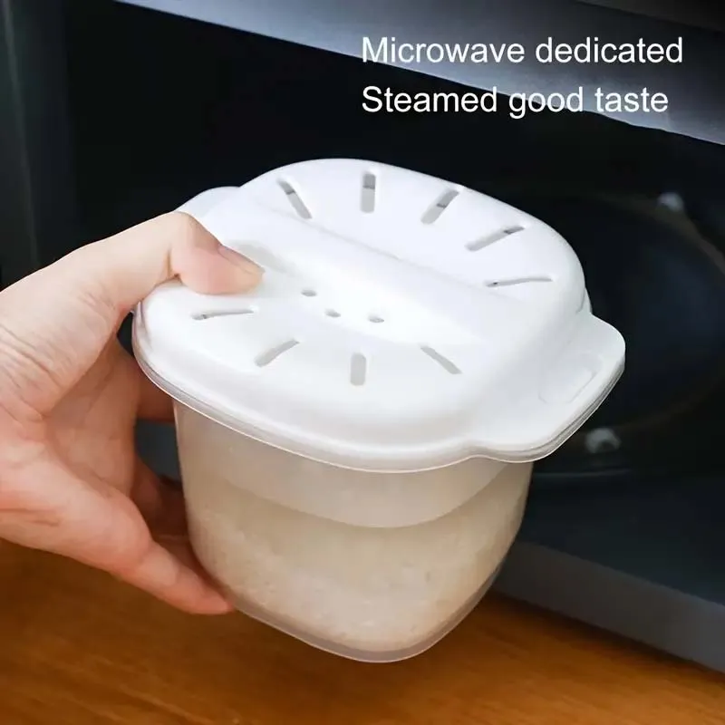 Portable White Microwave Rice Cooker