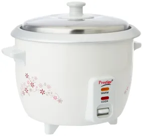 Prestige Delight PRWO 1.0 L Electric Rice Cooker|Detachable power cord|Durable body|Cool touch handles|White| Raw capacity-0.4L|Cooked capacity-1L|Cooks for a family of 2 to 3 members