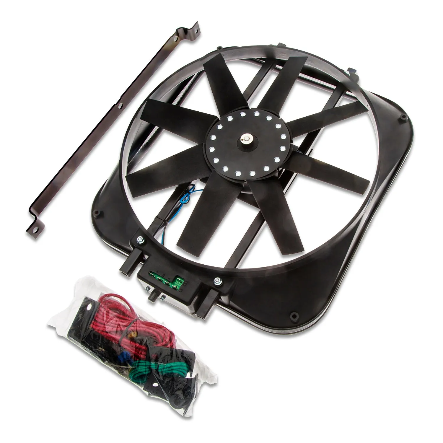 Proform Mustang Electric Cooling Fan - 15" Fan - Puller - 2800 CFM - Straight Blade - 16-1/8 x 18" - 4" Thick - Plastic Shroud - Plastic