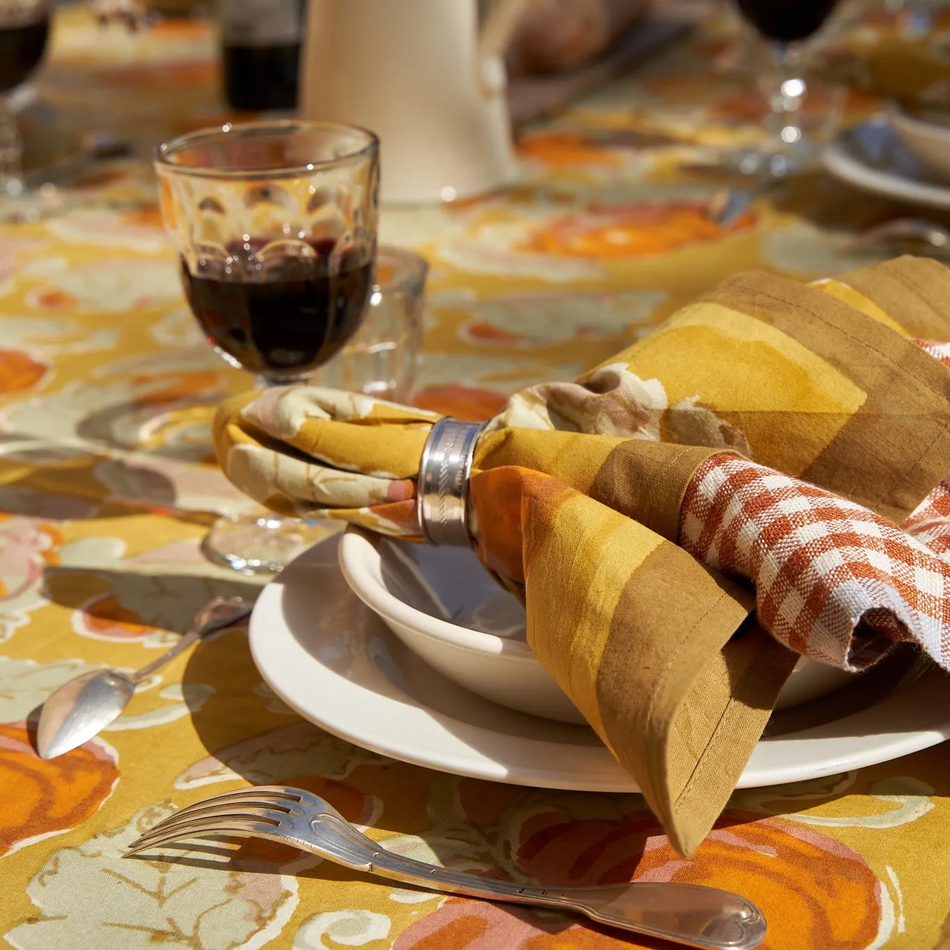 Pumpkin Napkins Orange & Mustard, Set of 6