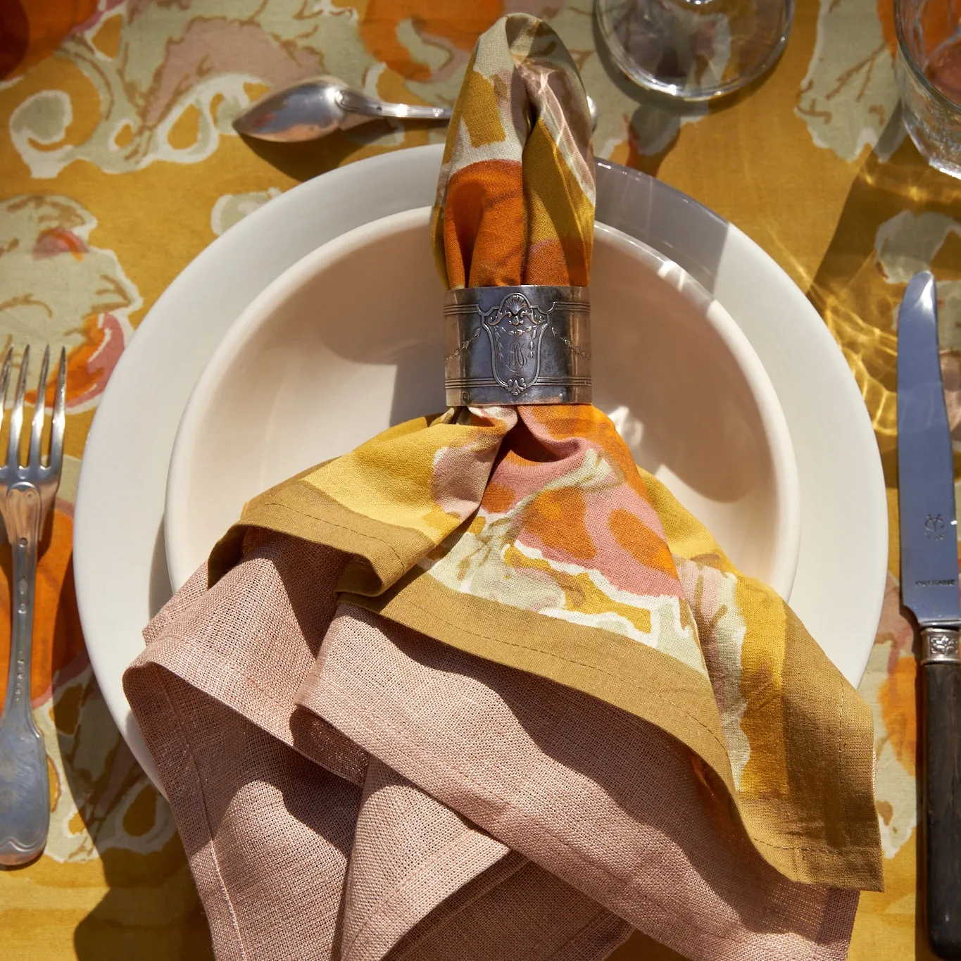 Pumpkin Napkins Orange & Mustard, Set of 6