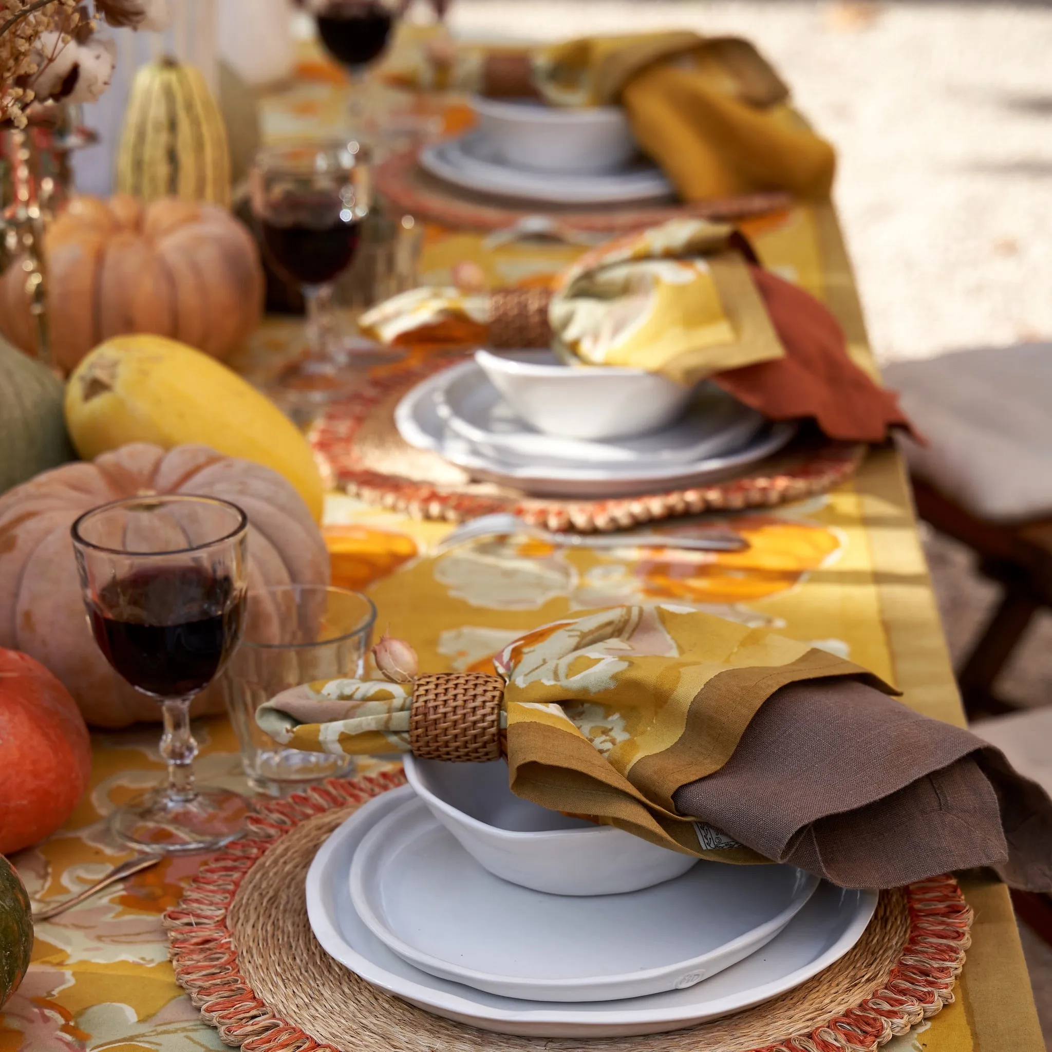 Pumpkin Napkins Orange & Mustard, Set of 6