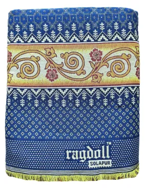 ragdoll® Cotton Solapur Chaddar King Size Bed 350 TC Royal Blue Color Pack of 1 (Size 90 X 108 Inch / 9 x 7.5 Feet)