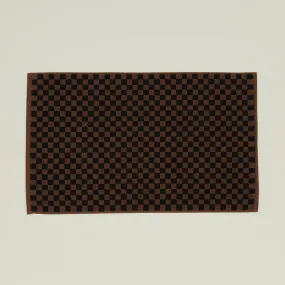 Roman Check Bath Mat - Brown