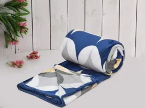 RRC Fleece Double Dohar with Pilloow Covers,300 TC All Season Floral Lightweight Fleece Double Bed Blanket 228X254(CM) (Blue;Peach)