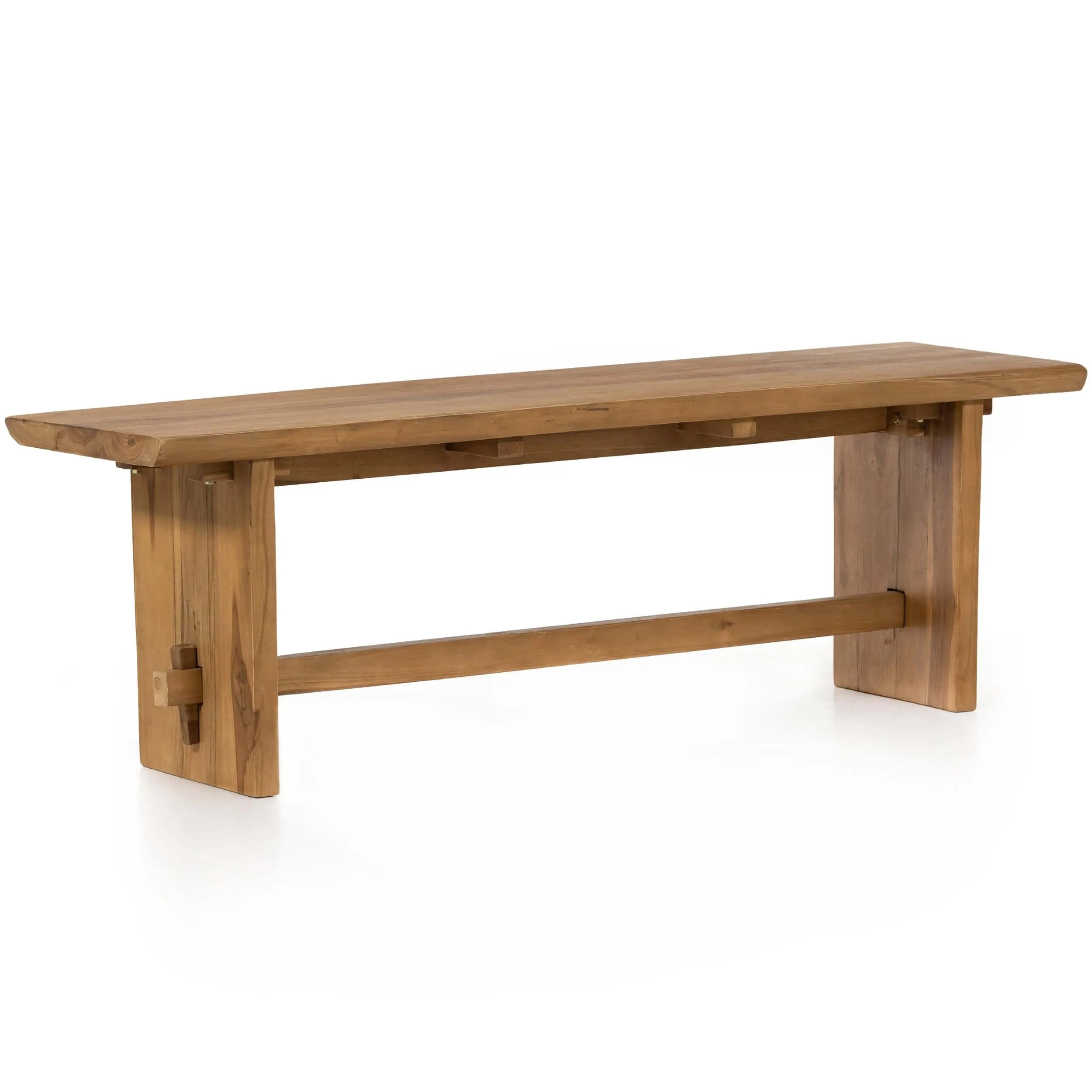 Saban Outdoor Bench, Natural Teak