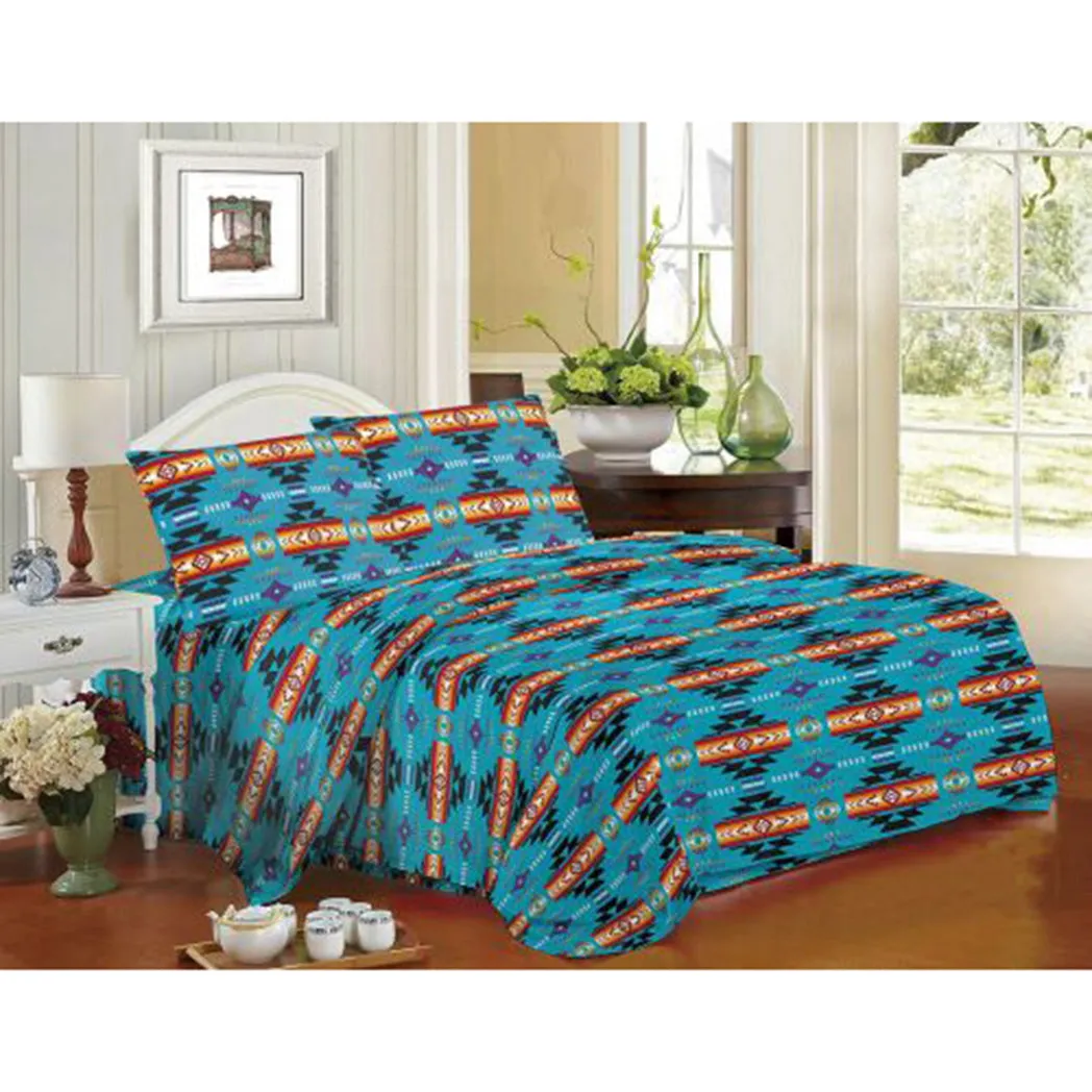 Shiloh 4 Piece King Size Navajo Print Sheet Set