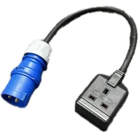 Short Lead 16amp Blue Commando Plug to 13amp Socket