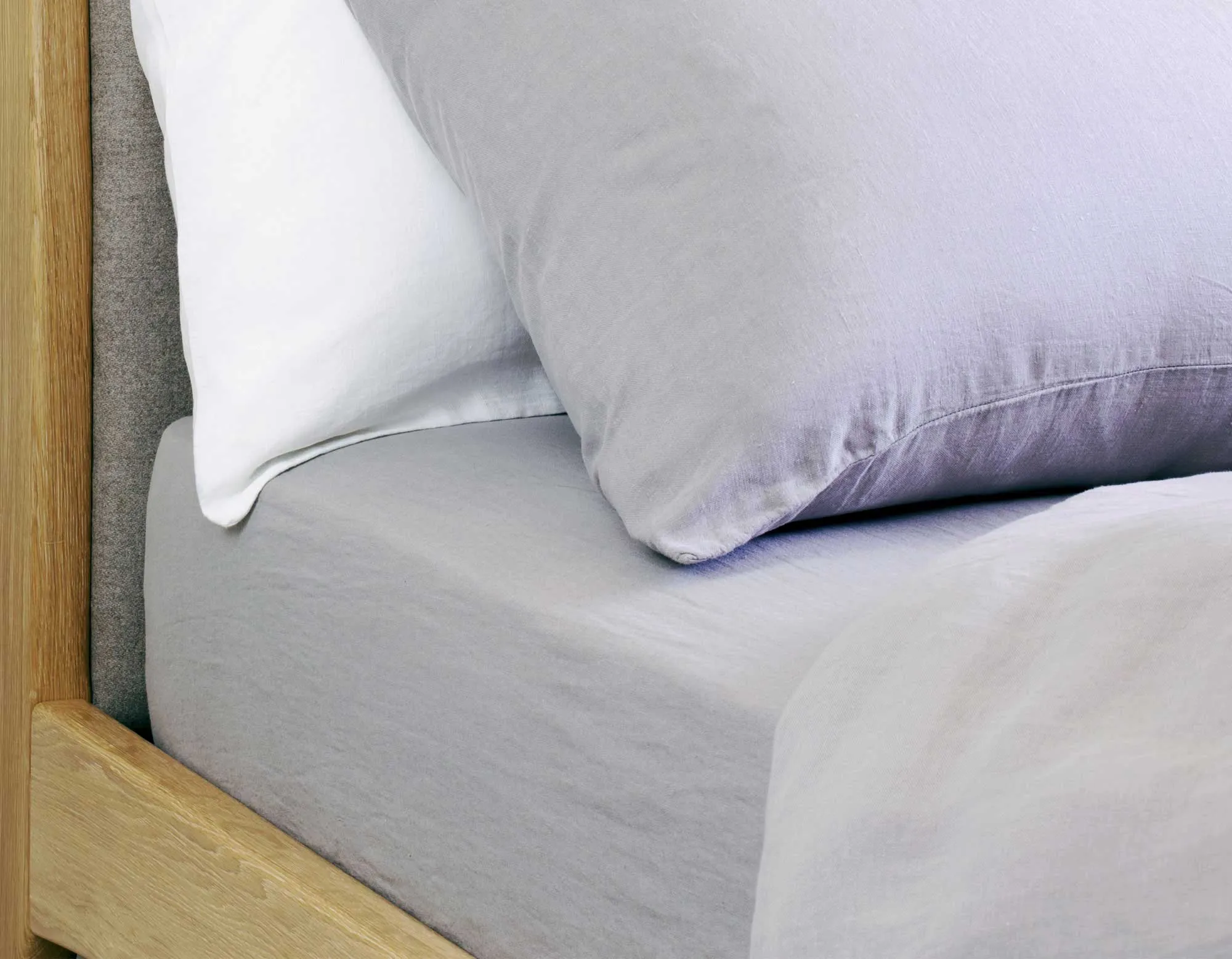 Single Linen Fitted Sheet - Calm Grey