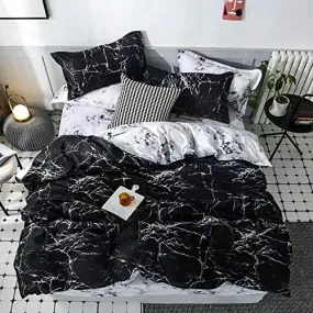 Single Size Bedding Set 4 Pieces Without Filler, marble design.