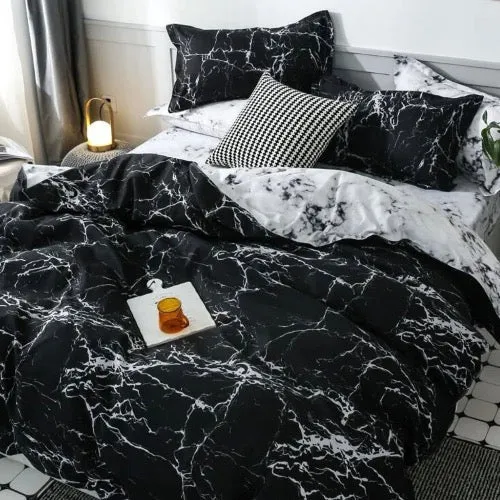 Single Size Bedding Set 4 Pieces Without Filler, marble design.