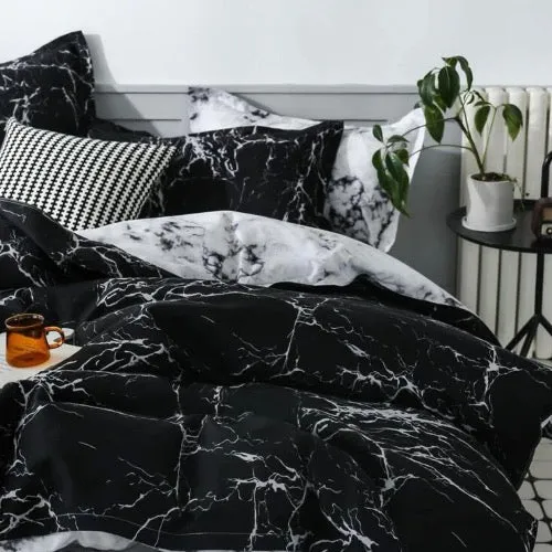 Single Size Bedding Set 4 Pieces Without Filler, marble design.