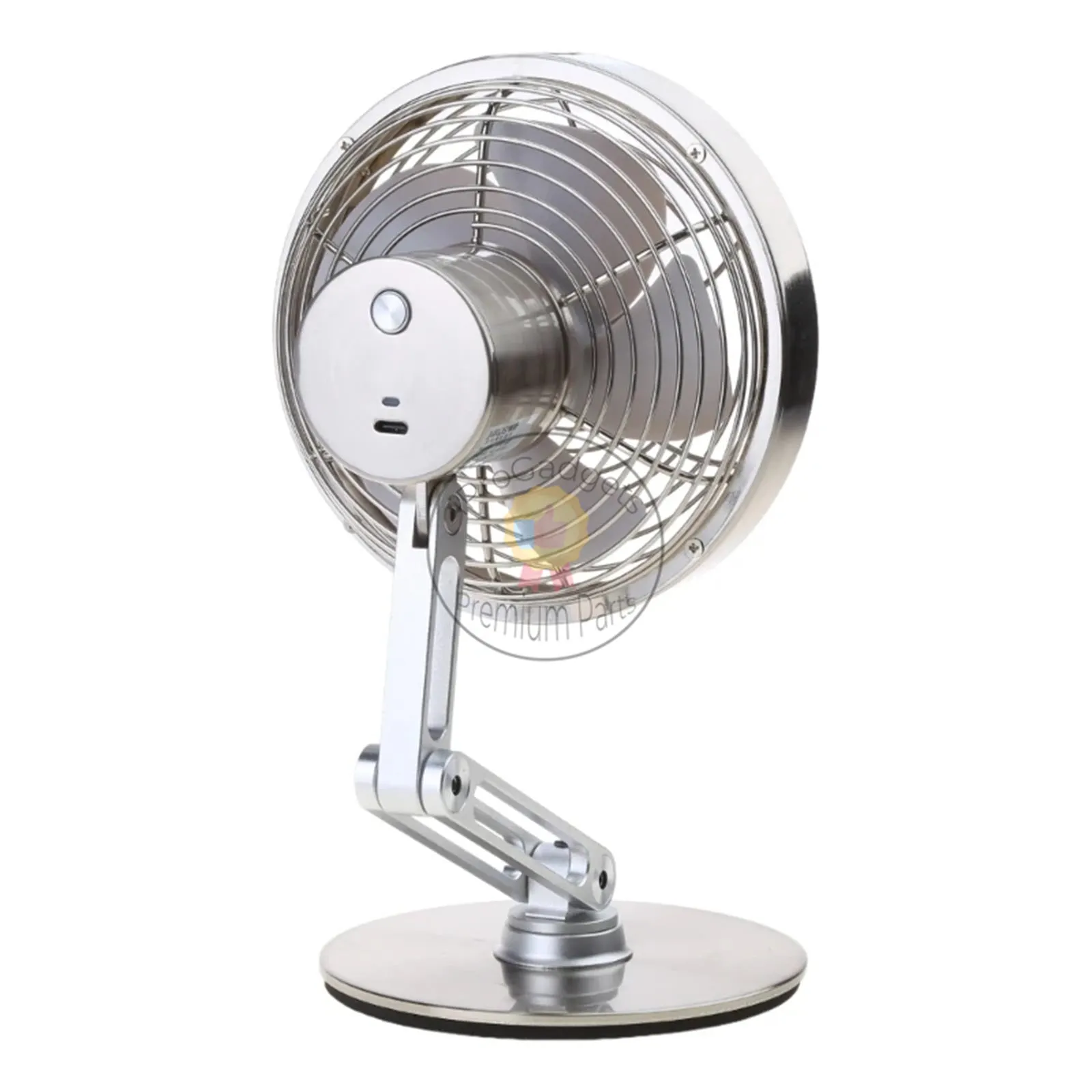 Small Metal Cooling Fan 5V 4W 3Speed Adjustable Height 360°Rotate Desk Fan for Travel and Working