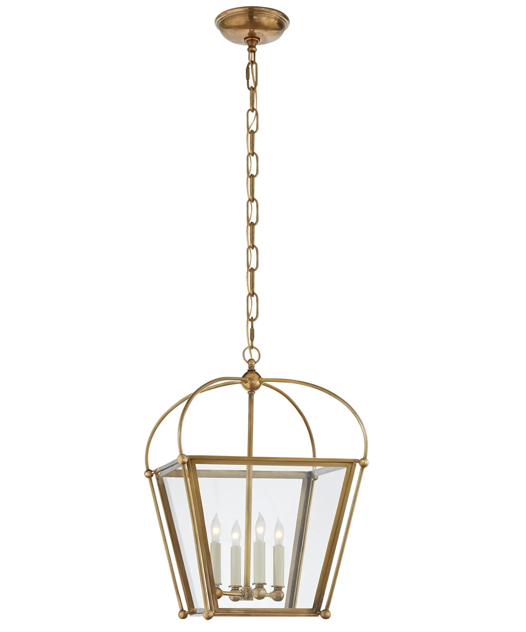 Small Plantation Lantern, Antique Brass