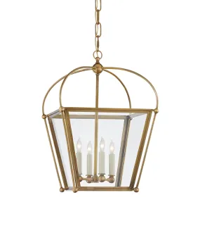 Small Plantation Lantern, Antique Brass