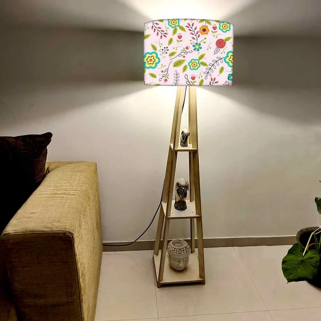 Small Wooden Floor Lamp  -   Flower Collection