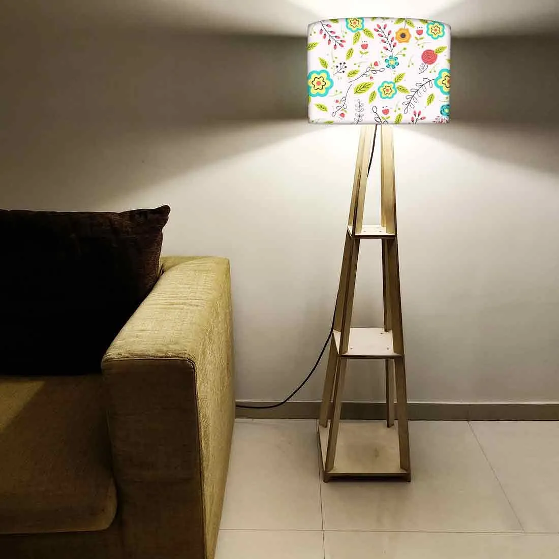 Small Wooden Floor Lamp  -   Flower Collection