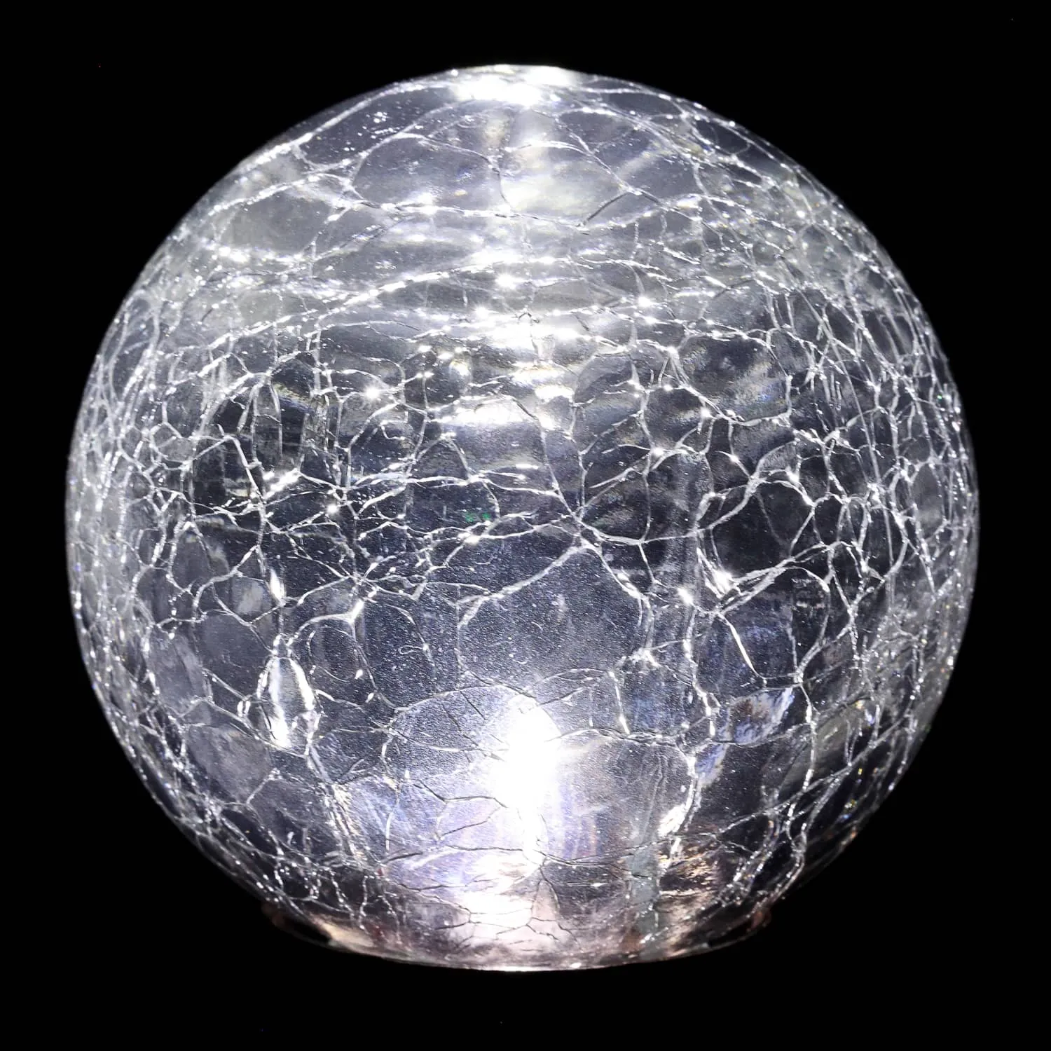 Solar Crackle Glass Ball Garden Stake with Metal Finial in Clear, 4 by 31 Inches