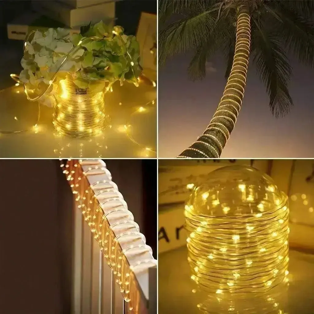 Solar Decoration Fairy Lights Waterproof LED Outdoor Tube String Light For Home, Garden, Wall