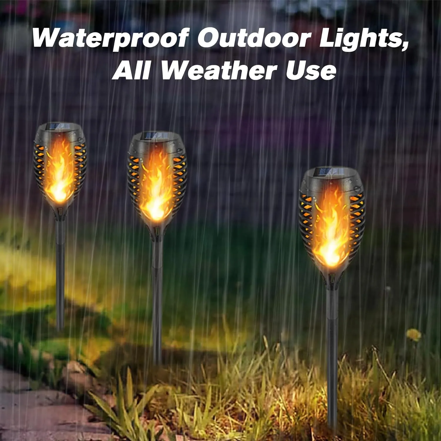 Solar Garden Lights Outdoor Torch Lights with Flickering Flame, Solar Flame Lights outside Garden Decor, Yard Lights Solar Powered Waterproof Landscape Pathway Lawn Torches Lights Halloween