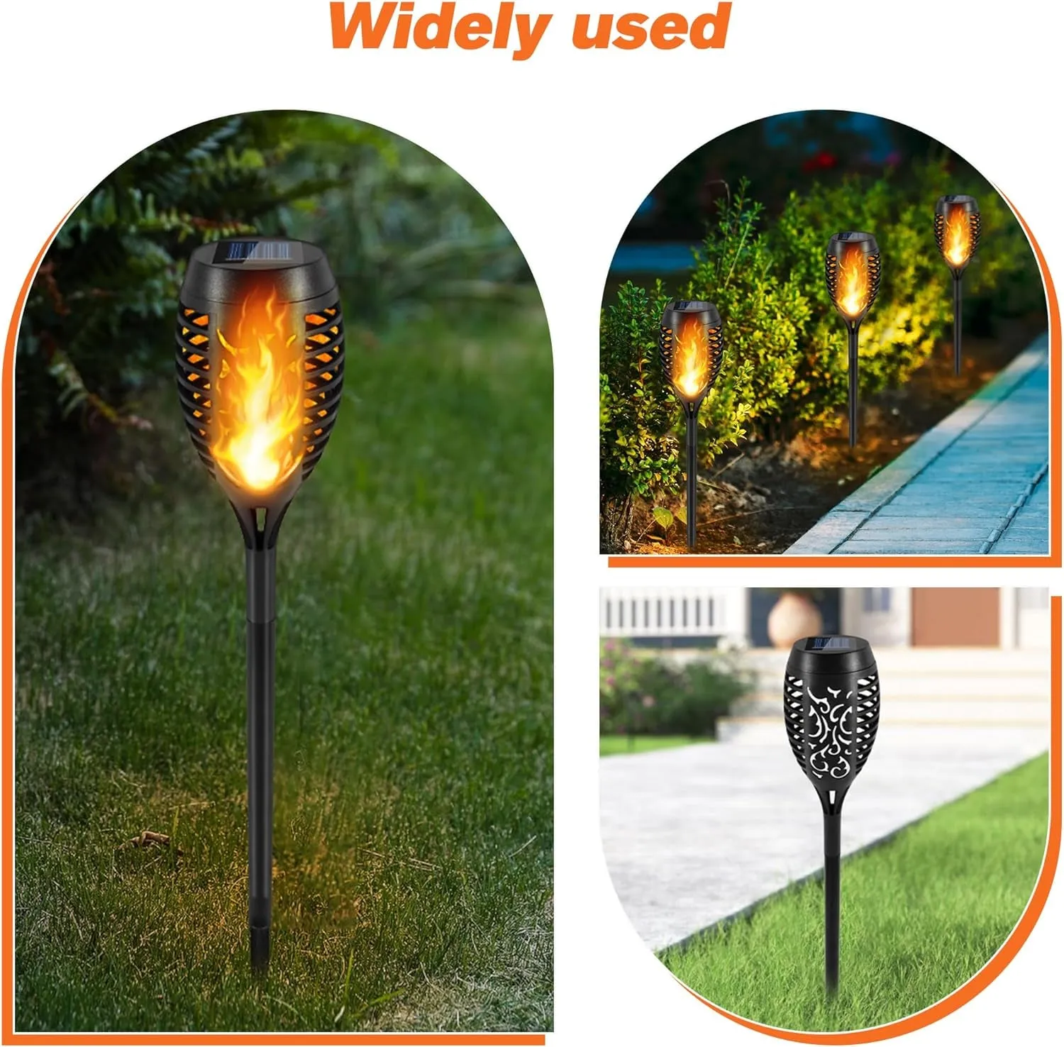 Solar Garden Lights Outdoor Torch Lights with Flickering Flame, Solar Flame Lights outside Garden Decor, Yard Lights Solar Powered Waterproof Landscape Pathway Lawn Torches Lights Halloween