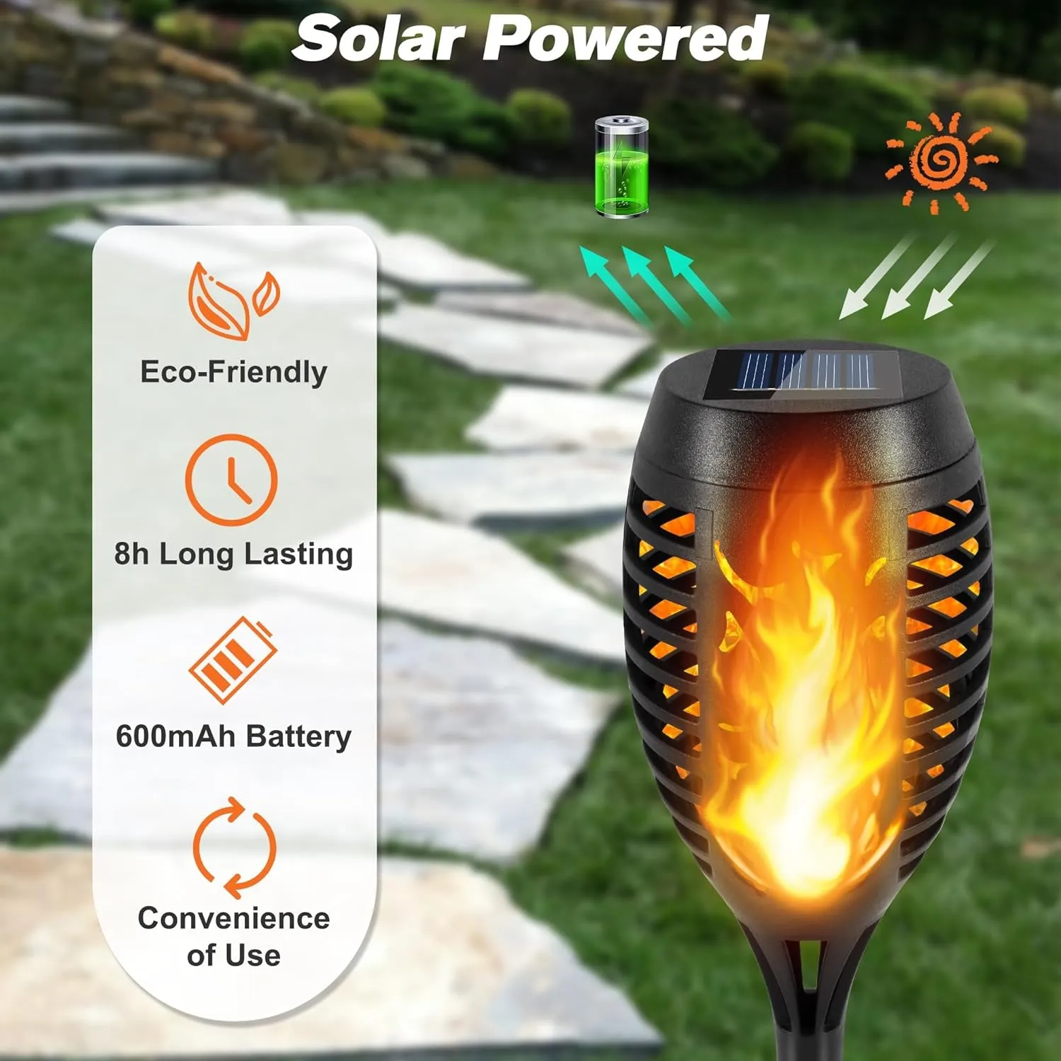 Solar Garden Lights Outdoor Torch Lights with Flickering Flame, Solar Flame Lights outside Garden Decor, Yard Lights Solar Powered Waterproof Landscape Pathway Lawn Torches Lights Halloween