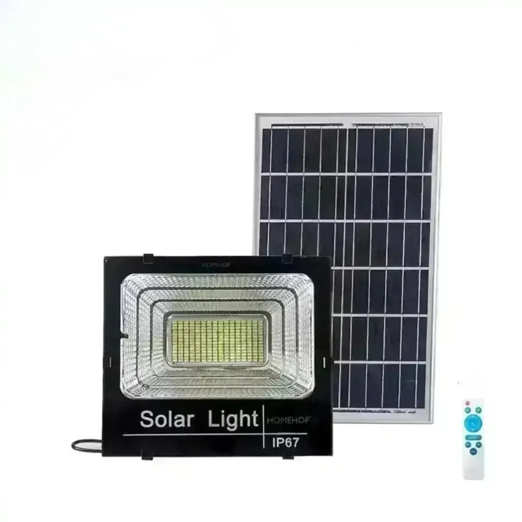 Solar Powered 100 Watt Flood Light Waterproof LED Focus Lights For Home, Outdoor, Garden (Renewed)