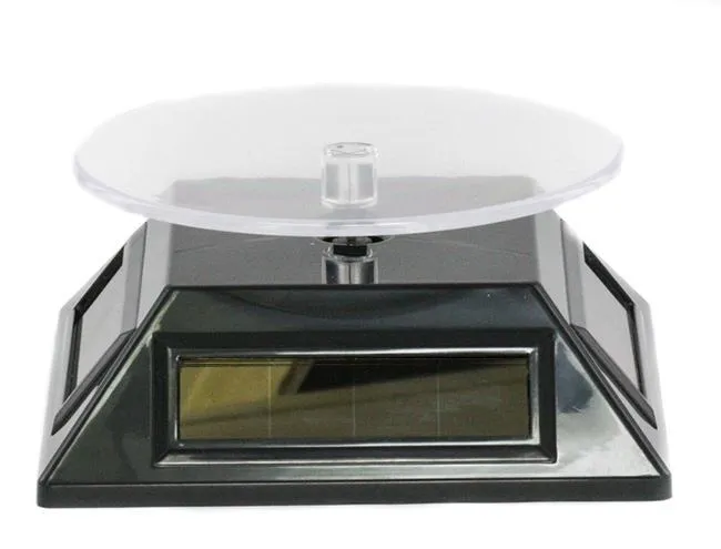 Solar Powered Black Small Spinning Display Turntable