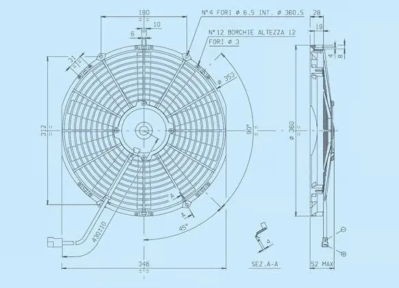 SPAL 13.00" Inch Electric Fan Pusher Style Low Profile 1032 CFM 10 Straight Style Blades - 30100399