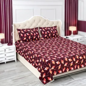 Status Contract Spring Summer Collection-2024 Cotton Rich Double Bedsheet with 2 Pillow Covers for Bed Room, Home, Hotel-120 GSM (Maroon), 120 Tc