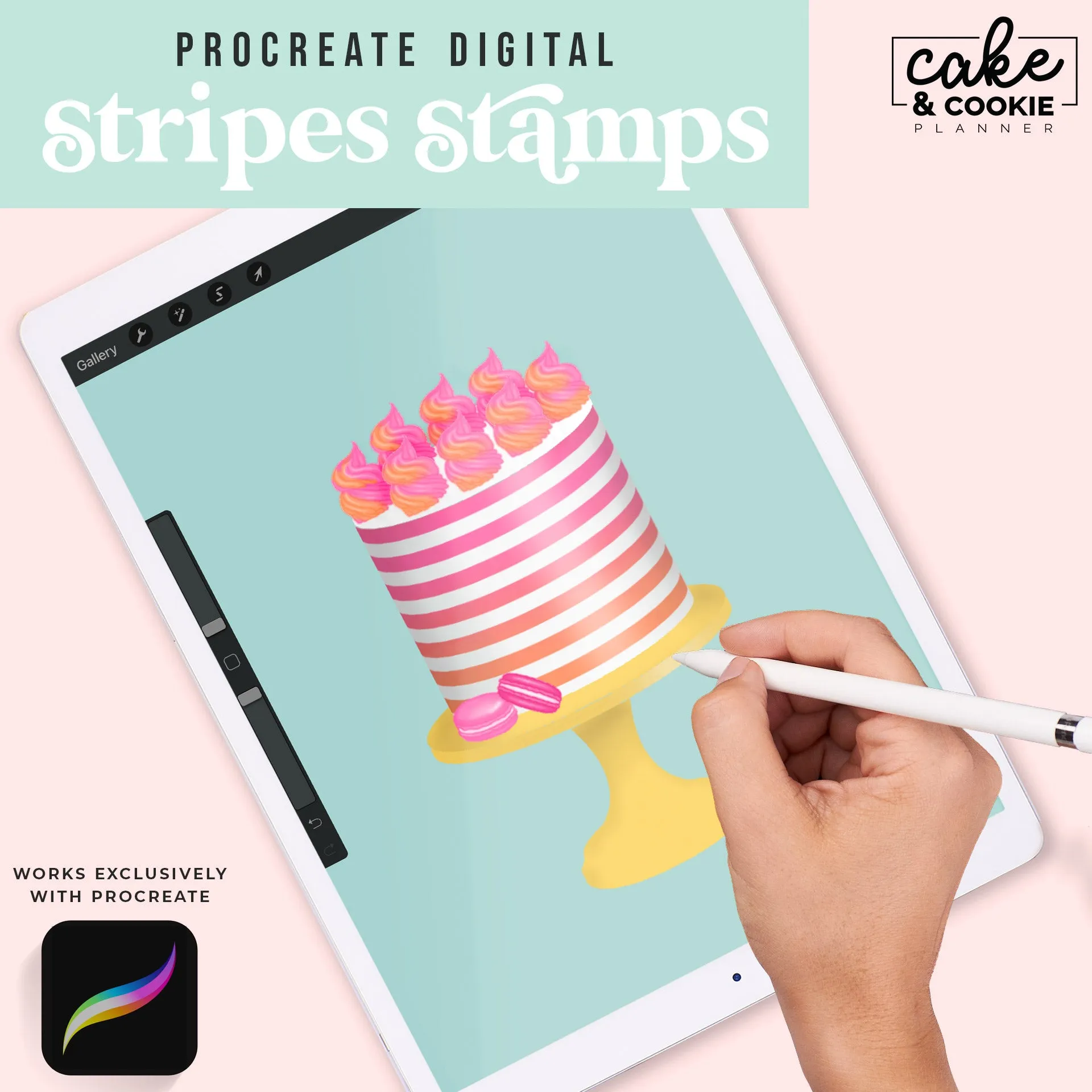 Stripe Stamps & Brushes Procreate Pack - Digital Cake Sketching