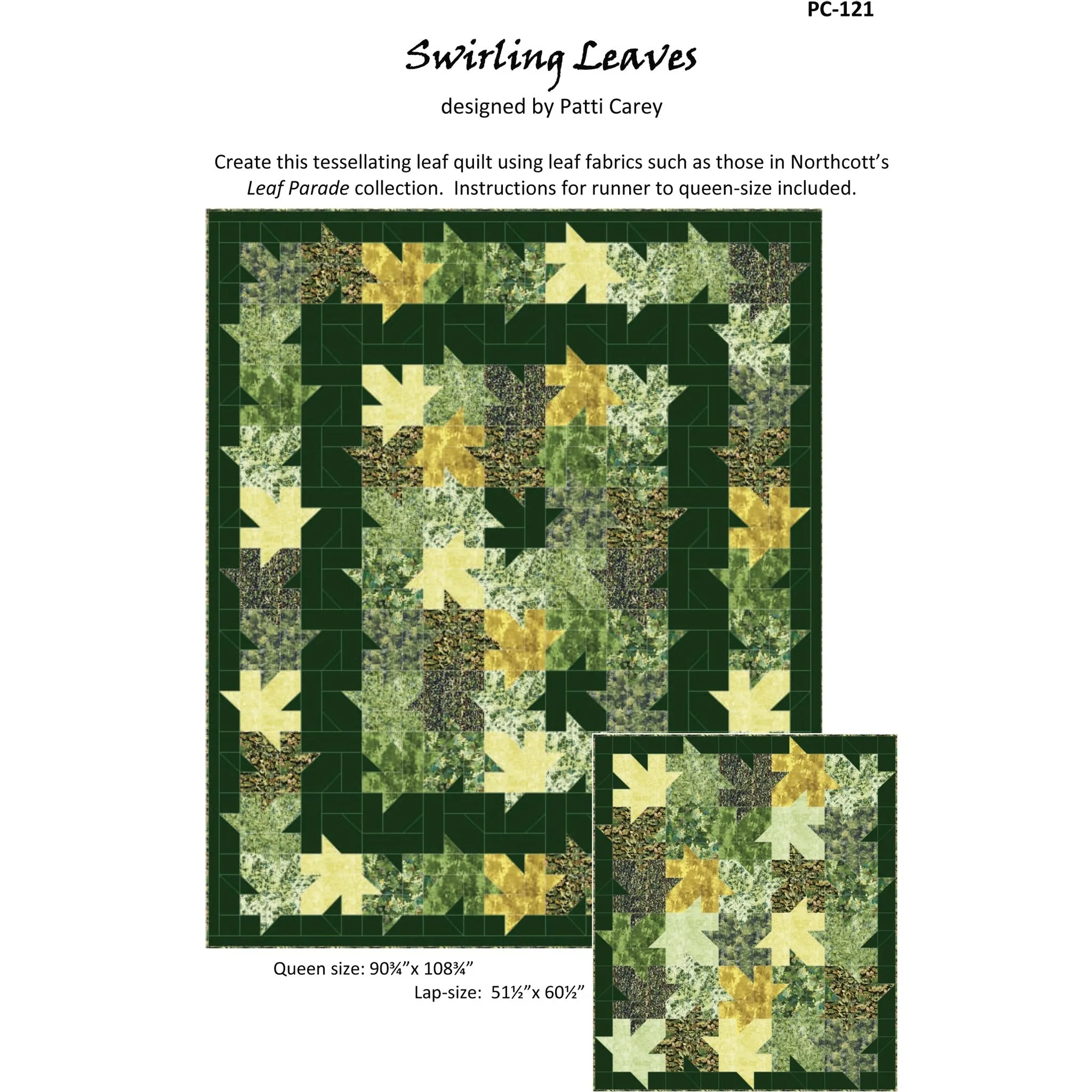 Swirling Leaves Quilt Pattern PC-121 - Paper Pattern