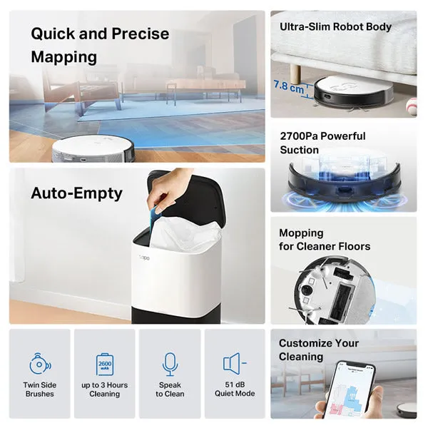 TAPO RV20 Mop - MagSlim LiDAR navigation Robot Vacuum & Mop with Auto-Empty Dock