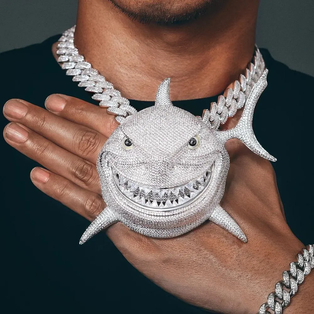 Tekashi 6ix9ine’s Iced Out Shark Pendant (Large Size 5 Inch Tall)