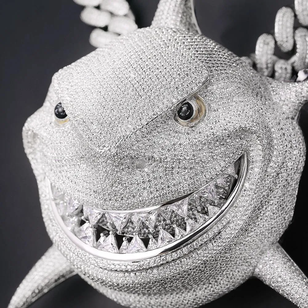 Tekashi 6ix9ine’s Iced Out Shark Pendant (Large Size 5 Inch Tall)