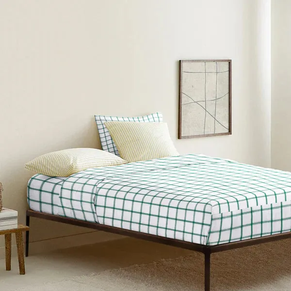 The Baby Atelier 100% Organic Fitted Single Sheet Green Square