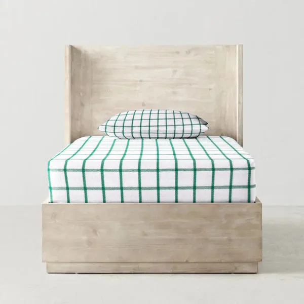 The Baby Atelier 100% Organic Fitted Single Sheet Green Square