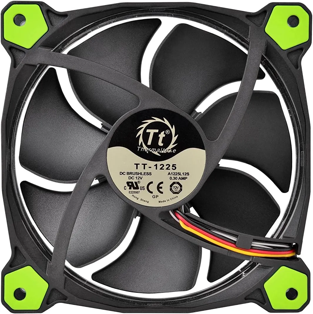 Thermaltake Riing 12 High Static Pressure Circular Ring Green LED Case Radiator Fan CLF055PL12GRA