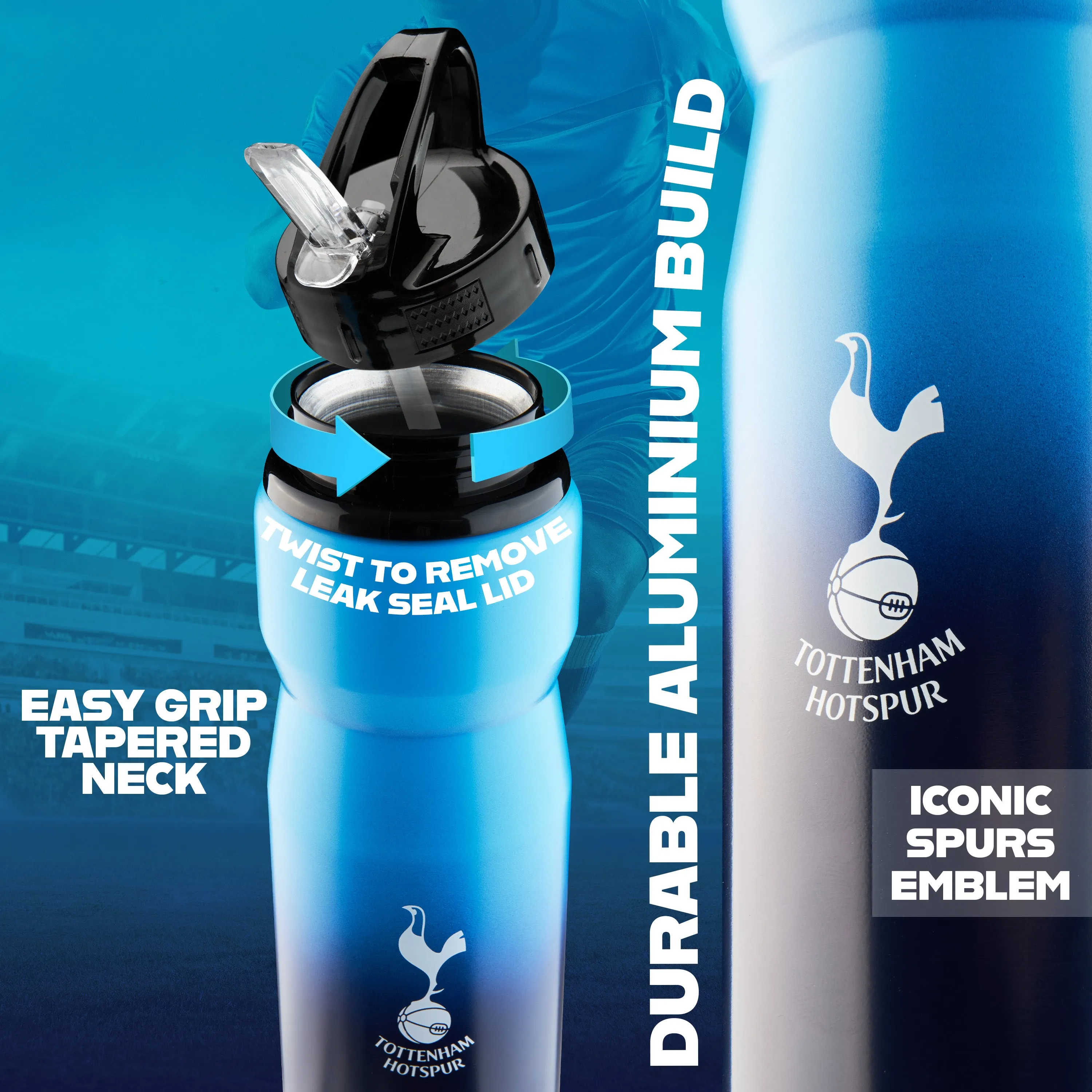 Tottenham Hotspur FC Water Bottle with Straw - Metal Water Bottle for Football Fans