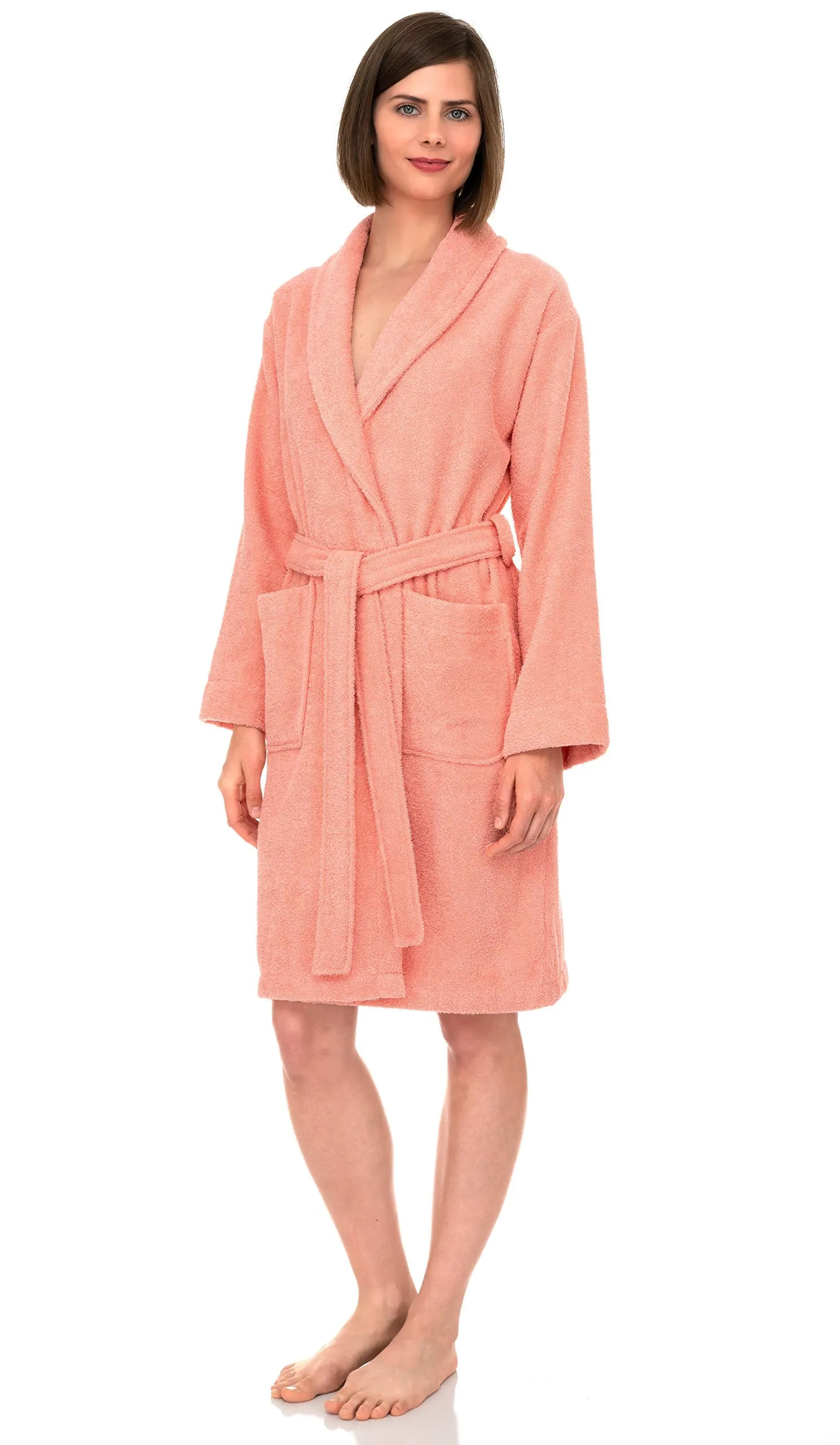 TowelSelections Women’s Robe, 100% Cotton Short Terry Bathrobe X-Small Apricot Blush