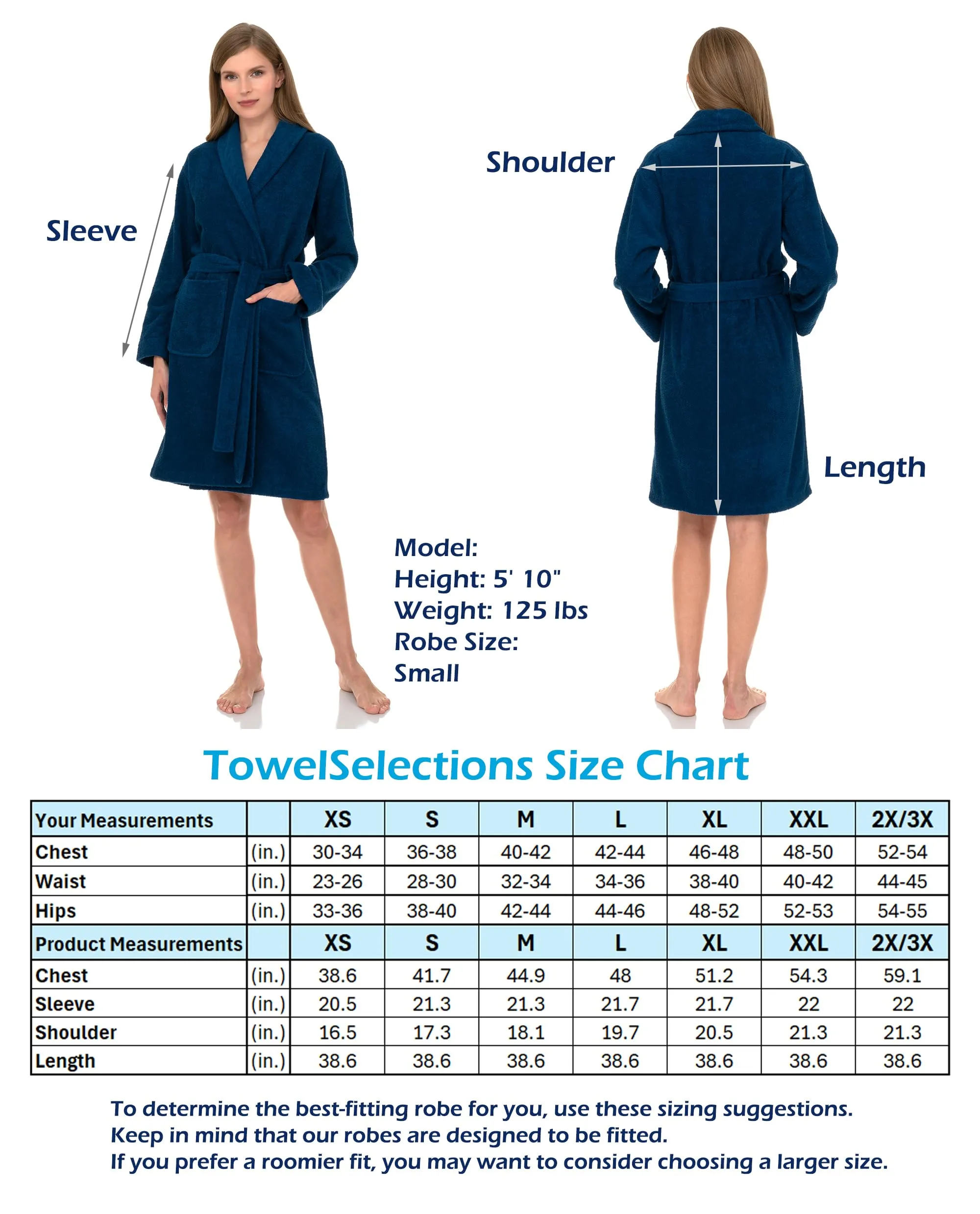 TowelSelections Women’s Robe, 100% Cotton Short Terry Bathrobe X-Small Apricot Blush