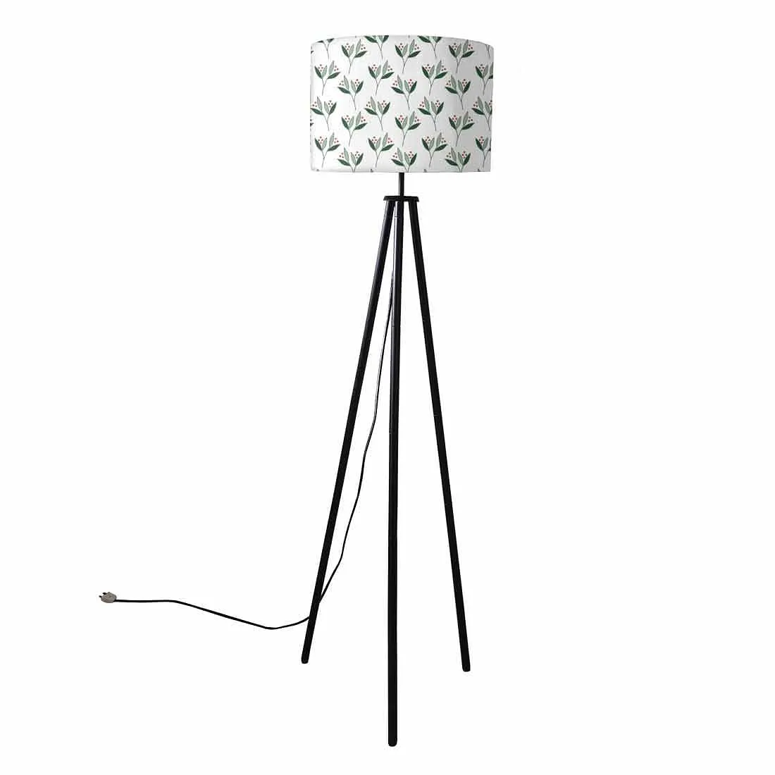 Tripod Floor Lamp Standing Light for Living Rooms -Berries Leaves