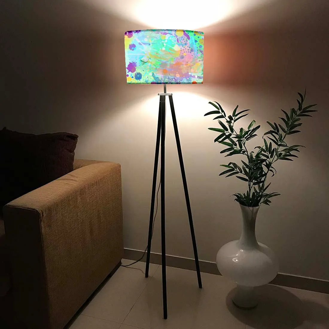 Tripod Floor Lamp Standing Light for Living Rooms -Watercolor