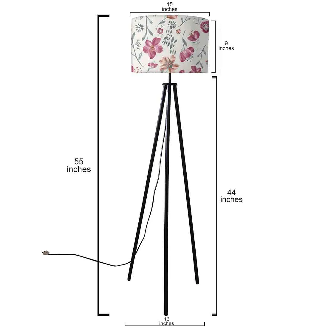 Tripod Standing Floor Lamp -Summer Flowers